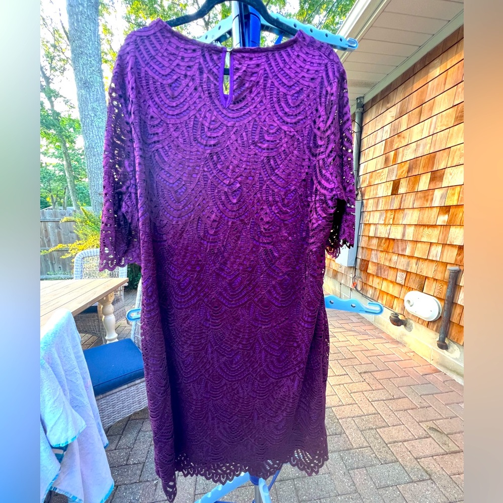 Beautiful dressy dress purple lace overlay 3x womens